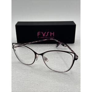 FYSH 3637 M100 Women's Metal Cat Eye Eyeglasses Frame 53-16-140 Black Rose
